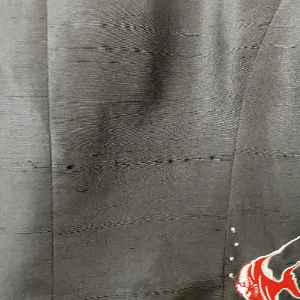 Silkland Blouse Top Womens Size 12 Silk Black Embroidered Fishes - Picture 4 of 7